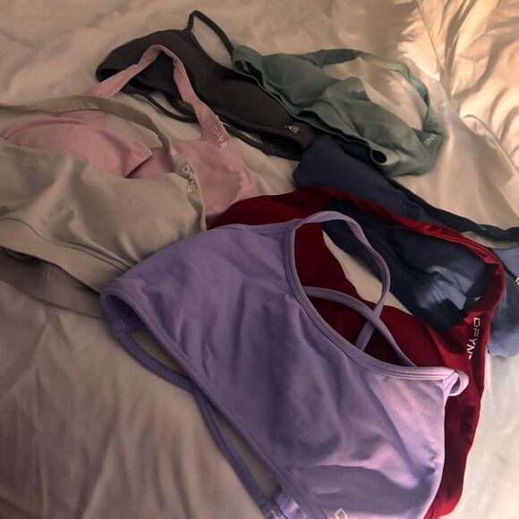 DFYNE Medium Activewear Bundle Halter Strappy Lot of 7 Red Blue Sports Bras - Picture 2 of 8